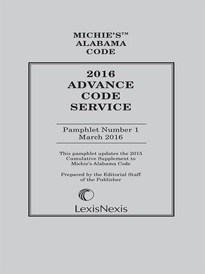 cover image of Michie's Alabama Advance Code Service